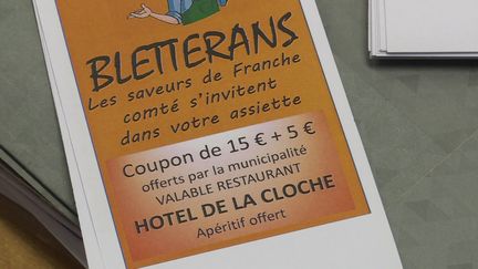 A l'occasion de la semaine du goût (11-17 octobre), la mairie de Bletterans dans le Jura a mis en place des coupons-repas dans le but d'inciter ses habitants à retourner au restaurant. Les tickets vendus par la municipalité sont d'une valeur de 20 euros mais ne coûtent que 15 euros au client. Le reste est pris en charge par la commune.