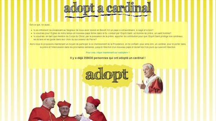 La page d'accueil du site "Adopte un cardinal".
 (Droits réservés)