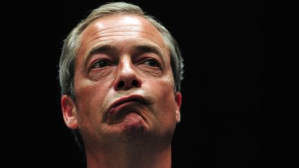 Le leader du parti europhobe britannique Ukip,&nbsp; Nigel Farage, le 25 mai 2014 &agrave; Southampton (Royaume-Uni).&nbsp; (CARL COURT / AFP)