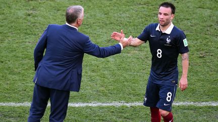 &nbsp; (Didier Deschamps et Mathieu Valbuena le 4 juillet 2014 ©maxPPP)