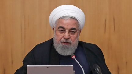 Le président iranien Hassan Rohani lors du conseil des ministres du 18 septembre 2019, à Téhéran.&nbsp; (HO / IRANIAN PRESIDENCY / AFP)