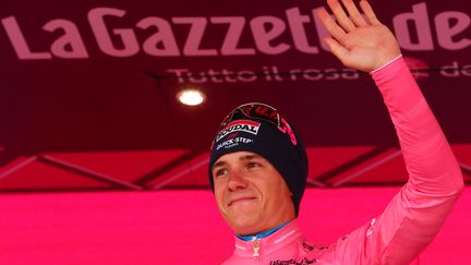 Remco Evenepoel à l'arrivée de la neuvième étape du Giro, le 14 mai 2023. (LUCA BETTINI / AFP)