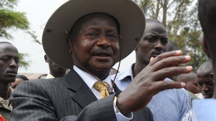 Yoweri Museveni, le 18 février 2011 à Kiruhura, à l'ouest de l'Ouganda. (AFP/SIMON MAINA)