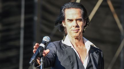 Nick Cave &amp; The Bad Seeds sur scène au Open'er festival à Gdynia en Pologne, le 4 juillet 2018. (JACEK PISKI/ REPORTER/ ENPO/ SIPA)