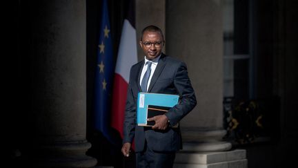 Le ministre de l'Education nationale Pap Ndiaye devant l'Elysée, à Paris, le 24 août 2022. (ARTHUR NICHOLAS ORCHARD / HANS LUCAS / AFP)