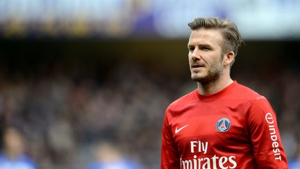 Le joueur du PSG,&nbsp;David Beckham, lors d'un match &agrave; Troyes (Aube), le 13 avril 2013. (FRANCK FIFE / AFP)