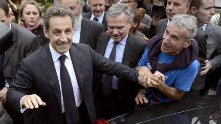 Nicolas Sarkozy, le 18 septembre 2013 au Petit Bornand (Haute-Savoie). (PHILIPPE DESMAZES / AFP)