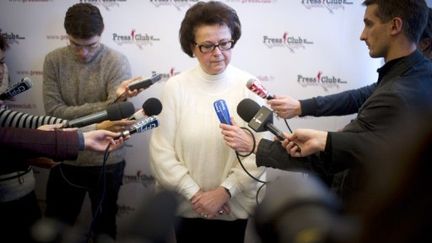 Christine Boutin dévoile son programme, le 5 décembre 2011, au Press Club. (MARTIN BUREAU / AFP)