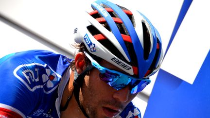 Thibaut Pinot à l'arrivée du jour, à Huy. (PICASA)