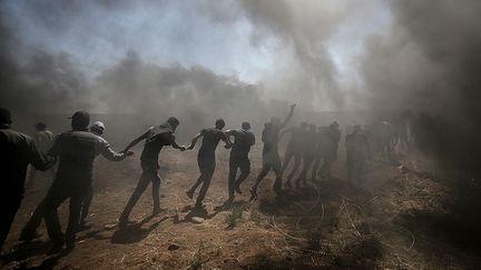 Manifestation des Palestiniens le lundi 14 mai à la frontière avec Israël. (EPA / MAXPPP)