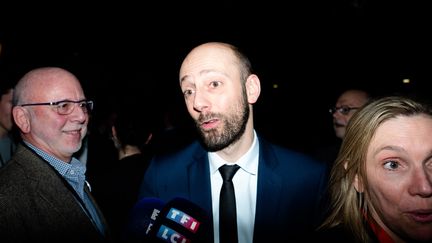 Stanislas Guerini&nbsp;lors d'un meeting de soutien à&nbsp;Benjamin Griveaux,&nbsp; le 27 janvier 2020, à Paris. (EDOUARD RICHARD / HANS LUCAS)