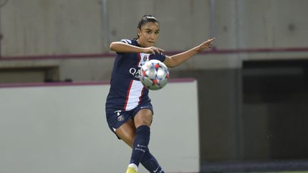 Sakina Karchaoui lors du match de Ligue des champions entre le PSG et Chelsea, le 20 octobre 2022 au stade Jean-Bouin. (MAXPPP)