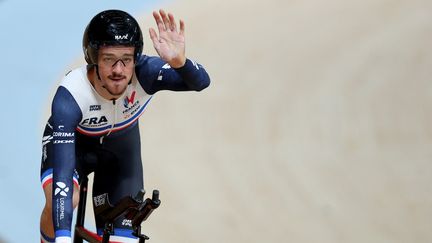 À lui seul, Alexandre Leauté a ramené cinq titres sur la piste du vélodrome Chris Hoy ainsi que sur la route en catégorie C2. (ADRIAN DENNIS / AFP)