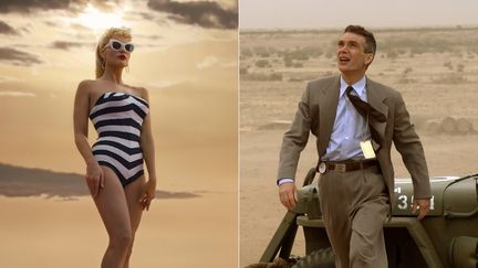 A gauche : Margot Robbie dans "Barbie" de Greta Gerwig (2023) / à droite : Cillian Murphy dans "Oppenheimer" de Christopher Nolan (2023). (AP/SIPA / SIPA)