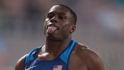 Le sprinter américain Chris Coleman lors de sa demi-finale aux Mondiaux d'athlétisme de Doha (Qatar), le 28 septembre 2019. (OLIVER WEIKEN / DPA)