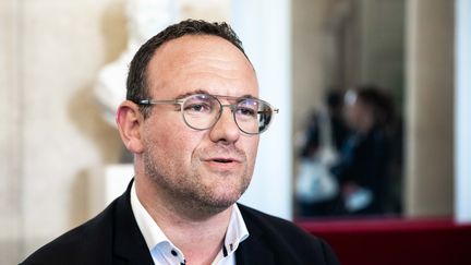 Damien Abad, le 16 juillet 2020, dans la salle des quatre colonnes pendant la séance des questions au gouvernement à l'Assemblée nationale. (ALEXIS SCIARD  / MAXPPP)