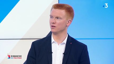 Adrien Quatennens. "Dimanche en politique" 1er septembre 2019 (CAPTURE D'ECRAN "DIMANCHE EN POLITIQUE" / FRANCE 3)