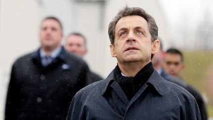 Nicolas Sarkozy en déplacement à Saint-Quentin (Aisne), le 5 mars 2012. (AFP - François Nascimbeni)