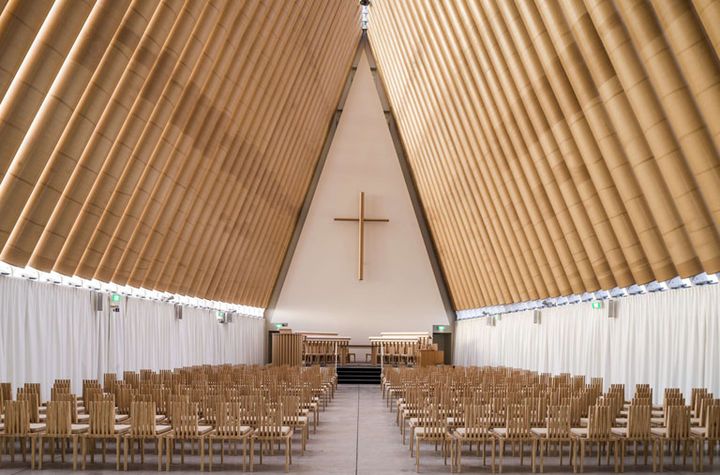 L'intérieur de la cathédrale en carton de Christchurch (Nouvelle-Zélande) de Shigeru Ban
 (Stephen Goodenough/AP/SIPA)