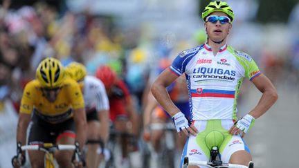 Peter Sagan (Liquigas) devant Fabian Cancellara (Radioshack)