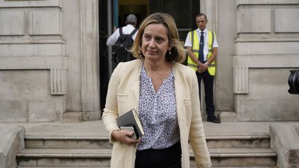 La ministre britannique Amber Rudd quitte son cabinet, le 3 septembre 2019 à Londres. (NIKLAS HALLE'N / AFP)