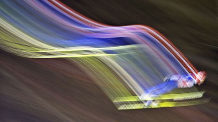 L'Allemand&nbsp;Richard Freitagi lors des &eacute;preuves qualificatives de saut &agrave; ski aux championnats du monde de la discipline &agrave; Willingen (Allemagne), le 1er f&eacute;vrier 2014. (JENS MEYER / AP / SIPA)