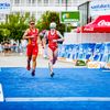 La triathlète espagnole Susana Rodriguez&nbsp;Gacio passe la ligne d'arrivée des championnats du monde à La Corogne (Espagne), le 20 juin 2021. (JCD FOTOGRAFIA / COMITE PARALYMPIQUE ESPAGNOL)