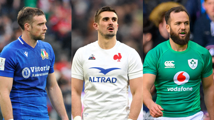 Edoardo Padovani, Thomas Ramos et Jamison Gibson-Park avec leur sélection durant le Tournoi des six nations 2023. (AFP)