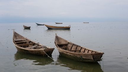 Des bâteaux sur le lac Albert en Ouganda, le 19 mars 2018. (JAMES AKENA / REUTERS)