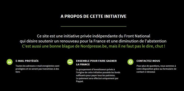 Capture d'&eacute;cran du site votefnetgagne5euros.com, r&eacute;alis&eacute;e lundi 23 mars 2015 dans la soir&eacute;e. Il a &eacute;t&eacute; cr&eacute;&eacute; par un site satirique belge, qui a avou&eacute; la blague au bout de quelques heures. (VOTEFNETGAGNE5EUROS.COM)