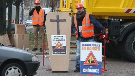 &nbsp; (Une mobilisation des salariés du BTP en Alsace et en Lorraine ce mardi pour relancer l'emploi © MaxPPP)