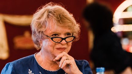 Eva Joly avant un meeting Europe Ecologie les Verts au Cirque d'Hiver à Paris le 21 mai 2019. (KARINE PIERRE / HANS LUCAS)