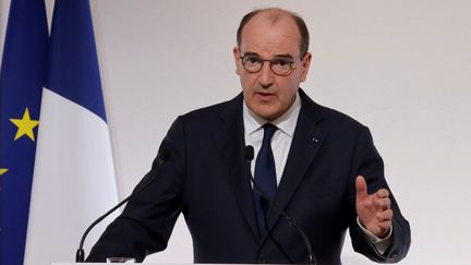 Le Premier ministre, Jean Castex, lors d'une conférence de presse sur le Covid-19, le 22 avril 2021 à Paris. (LUDOVIC MARIN / AFP)