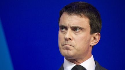 Le ministre de l'Int&eacute;rieur, Manuel Valls, lors d'une conf&eacute;rence de presse, &agrave; Paris, le 31 janvier 2014. (FRED DUFOUR / AFP)