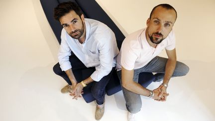 Paul Cucuron et Alexandre Chiere, les deux musiciens du duo Synapson, en 2018. (OLIVIER LEJEUNE / MAXPPP)