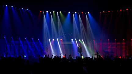 Les couleurs bleu, blanc, rouge dans la salle de Bercy pour l'hommage aux héros aonymes des attentats
 (Kenzo Tribouillard /AFP)