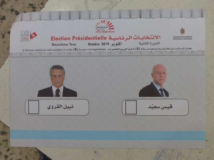 Bulletin de vote pour le 2nd tour de l'élection présidentielle en Tunisie, le 13 octobre 2019. (FTV - Laurent Ribadeau Dumas)