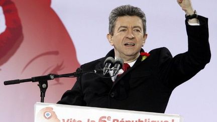 Jean-Luc Mélenchon tient meeting à la Bastille, le 18 mars 2012. (AFP - Thomas Samson)