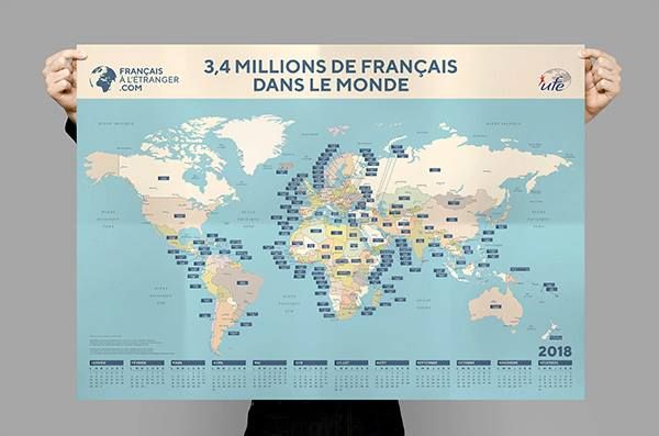 Dans le premier numéro,&nbsp;une carte&nbsp;avec la population française pays par pays. (Jean-Pierre Pont)