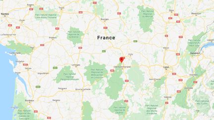 Capture d'écran de Google maps pointant la ville de Châtel-Guyon (Puy-de-Dôme), près de Riom, où un CRS s'est suicidé, le 10 mars 2020. (GOOGLE MAPS)