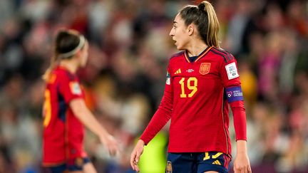 La capitaine de l'équipe d'Espagne, Olga Carmona, lors de la finale de la Coupe du monde contre l'Angleterre, le 20 août 2023 à Sydney (Australie). (DANIELA PORCELLI  / SIPA)