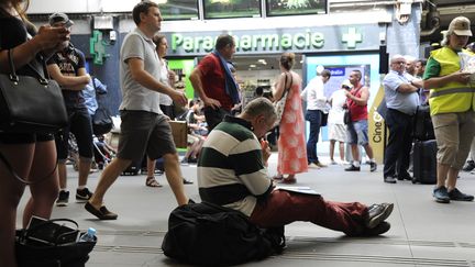 Un passager attend le train &agrave; la gare Montparnasse (Paris), le 3 juillet 2015. (THOMAS OLIVA / AFP)