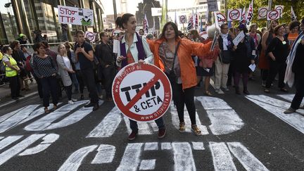 Manifestation contre le CETA à Bruxelles le 17 septembre 2016 (JOHN THYS / AFP)