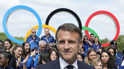 Emmanuel Macron en visite au village olympique à Saint-Denis, le 22 juillet 2024. (MICHEL EULER / POOL)