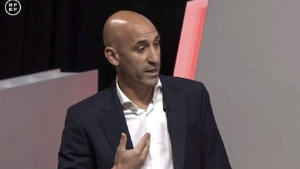 Luis Rubiales, le président de la fédération espagnole de football, a annoncé le 25 août 2023 qu'il ne démissionnerait pas. (RFEF HANDOUT / MAXPPP)