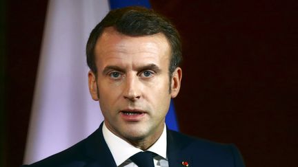 Le président Emmanuel Macron à l'université de Cracovie, en Pologne, le 4 février 2020. (BEATA ZAWRZEL / NURPHOTO / AFP)