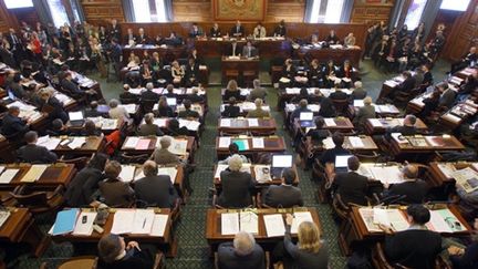 Un conseil de Paris présidé par le maire Bertrand Delanoë (15/12/2008) (AFP / Patrick Kovarik)