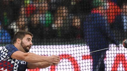 Le champion de France s'est qualifié&nbsp;pour la finale du lancer du marteau grâce à un jet à 76,11 m. (KIRILL KUDRYAVTSEV / AFP)