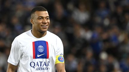 Kylian Mbappé lors du match du PSG contre Strasbourg le 27 mai 2023. (JEAN-CHRISTOPHE VERHAEGEN / AFP)