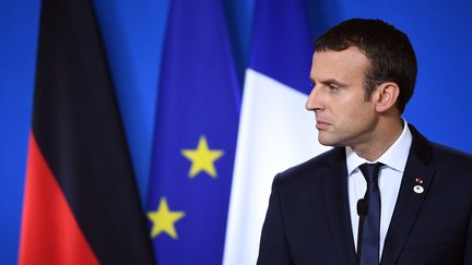 Emmanunel Macron, à Bruxelles (Belgique) le 23 juin 2017. (EMMANUEL DUNAND / AFP)